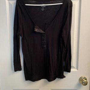 Old Navy black size large long sleeve top with embellished front